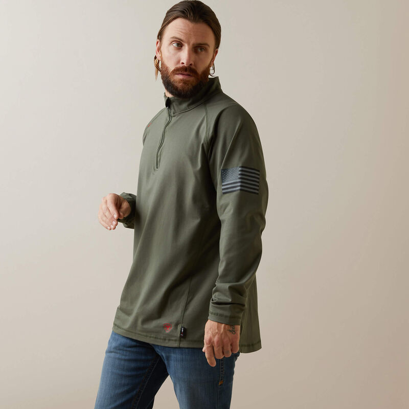 Ariat Men's FR Combat Stretch Patriot Quarter Zip Work Shirt
