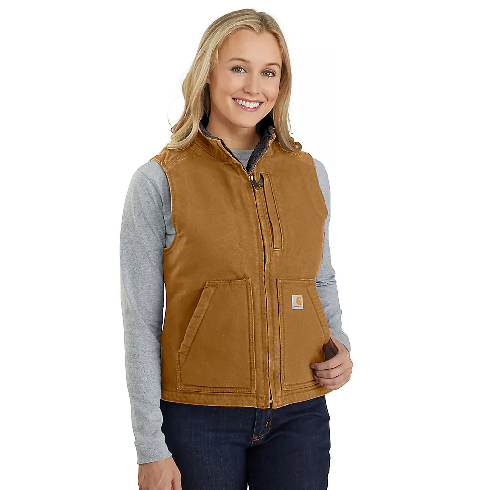 Carhartt Women's Washed Duck Relaxed Fit Sherpa-Lined Vest