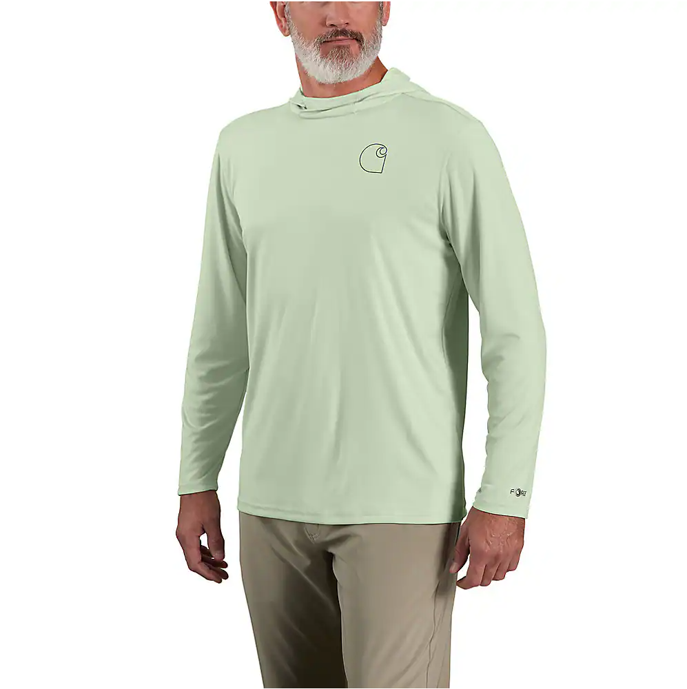 Carhartt Men's Force Sun Defender Lightweight Long-Sleeve Hooded Logo Graphic T-Shirt