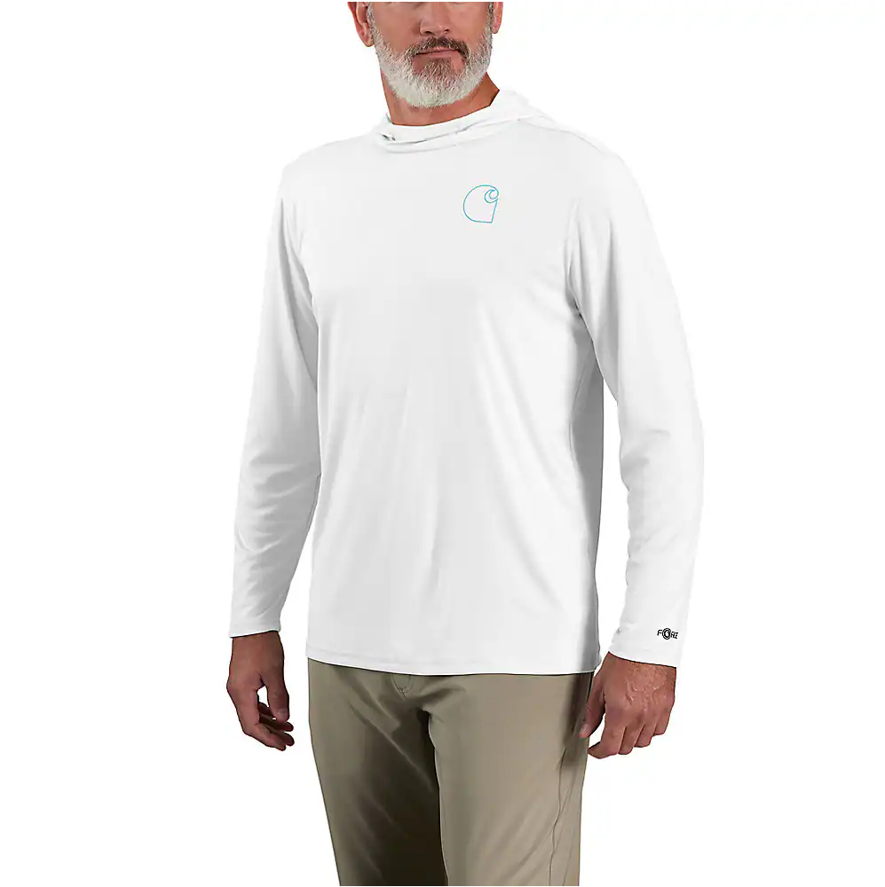 Carhartt Men's Force Sun Defender Lightweight Long-Sleeve Hooded Logo Graphic T-Shirt
