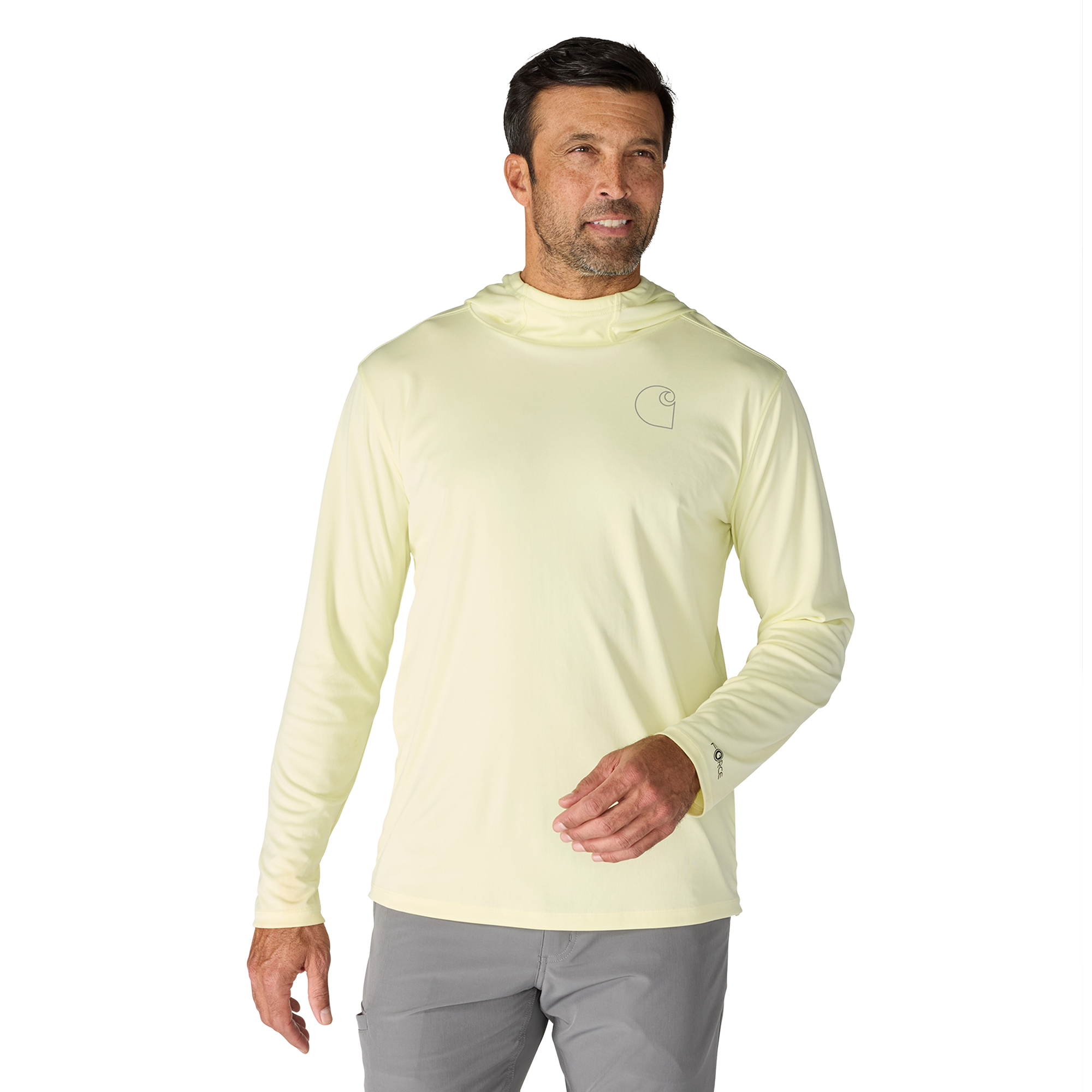 Carhartt Men's Force Sun Defender Lightweight Long-Sleeve Hooded Logo Graphic T-Shirt