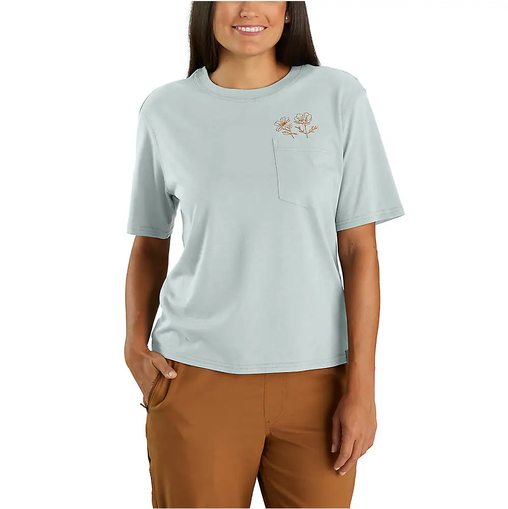 Carhartt Women's Tencel Fiber Series Loose Fit Short-Sleeve Flower Pocket T-Shirt