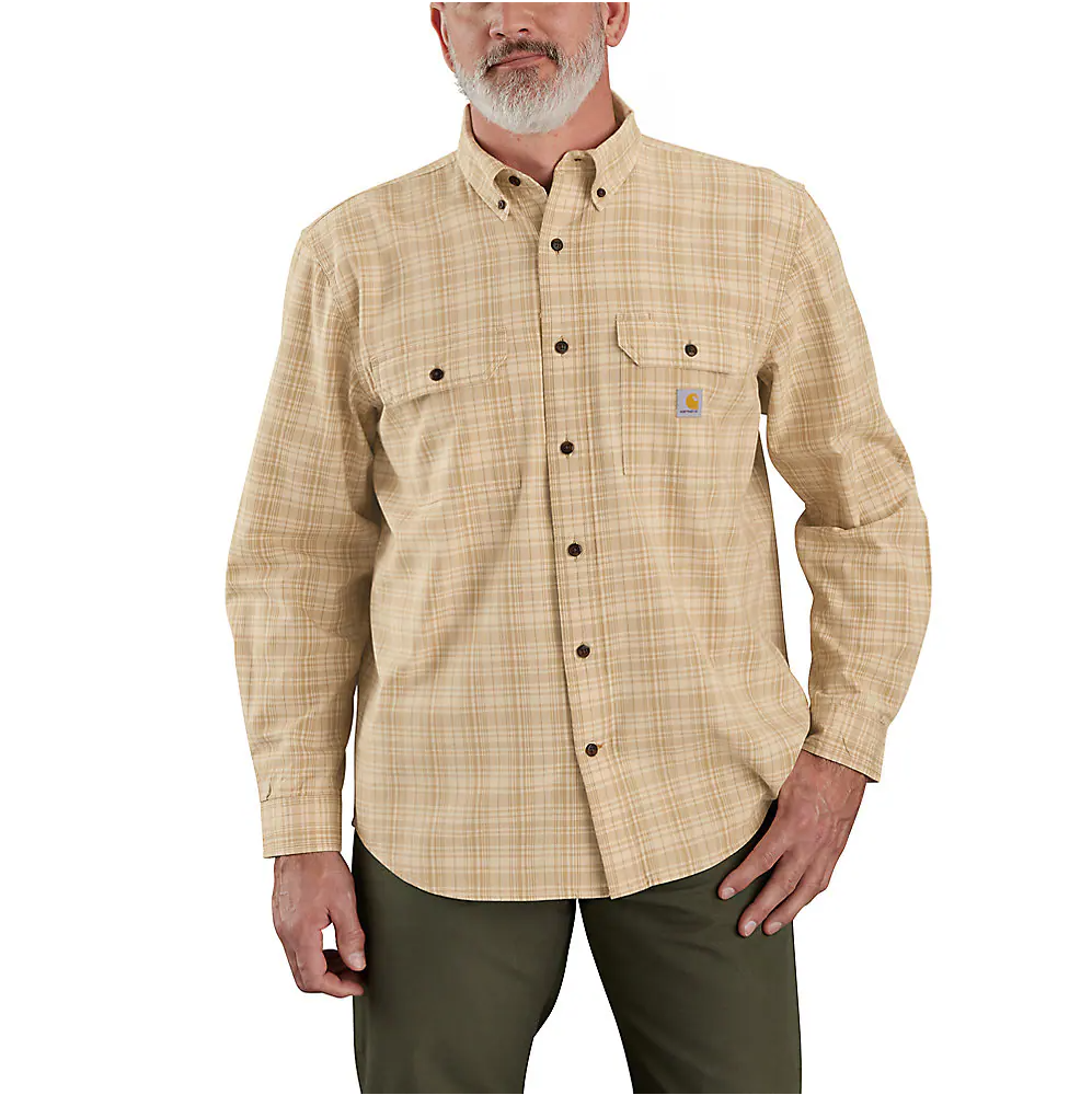 Carhartt Men's Loose Fit Midweight Chambray Long-Sleeve Plaid Shirt