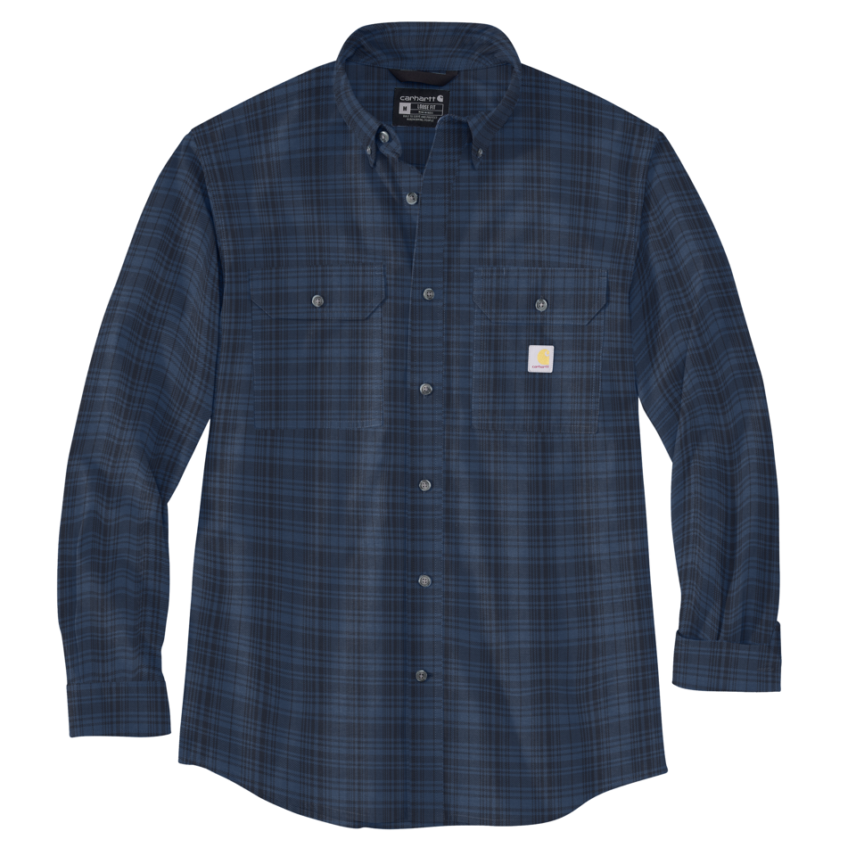 Carhartt Men's Loose Fit Midweight Chambray Long-Sleeve Plaid Shirt