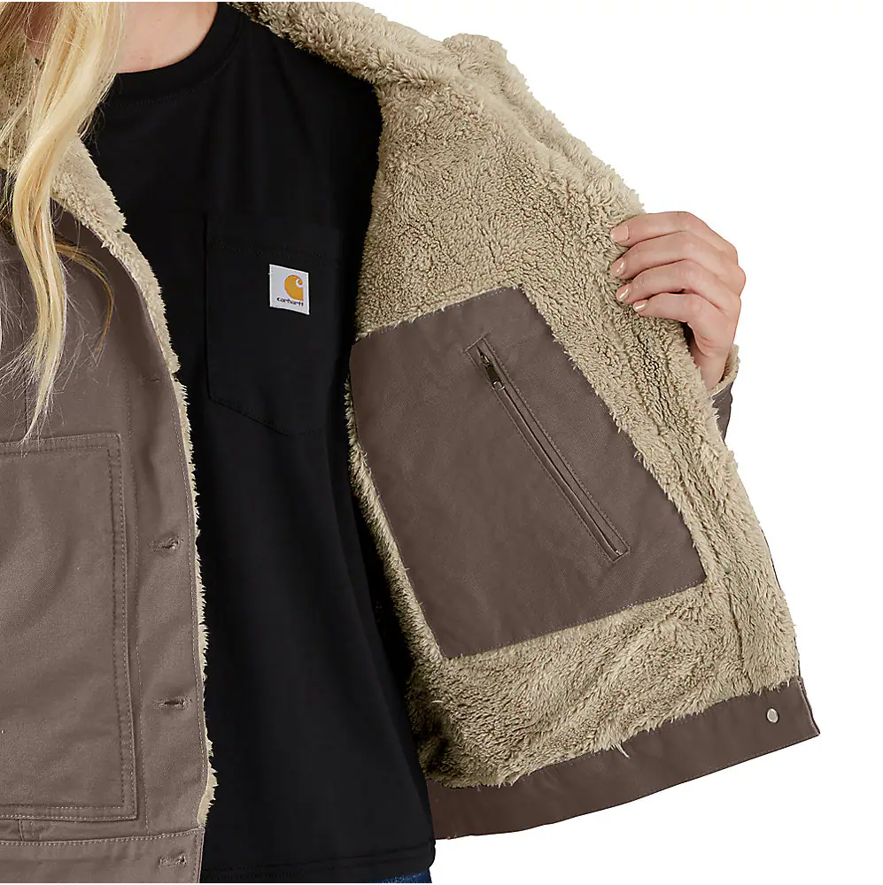 Carhartt Women's Rugged Flex Loose Fit Canvas Sherpa-Lined Jacket