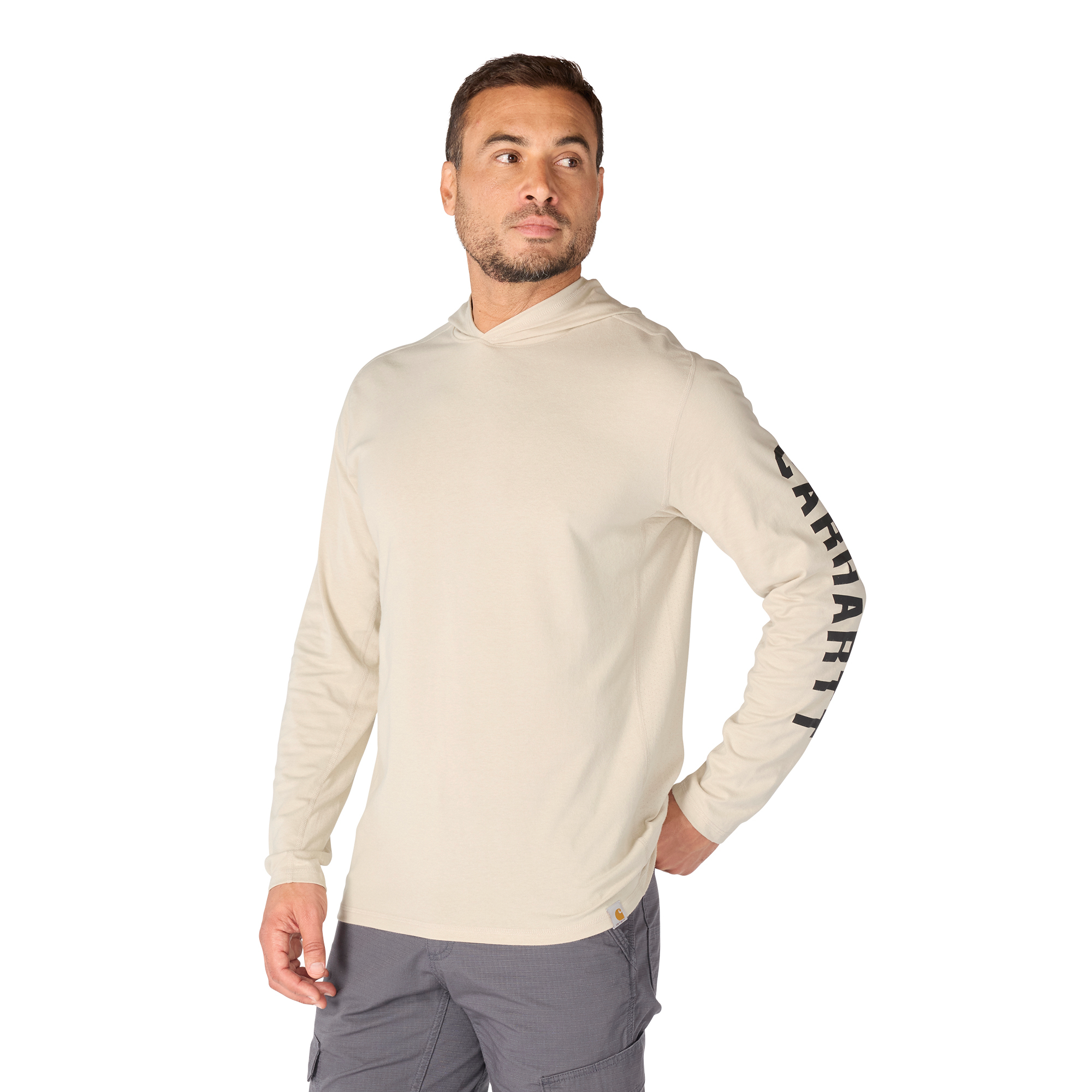 Carhartt Men's Force Relaxed Fit Long-Sleeve Logo Graphic Hooded T-Shirt