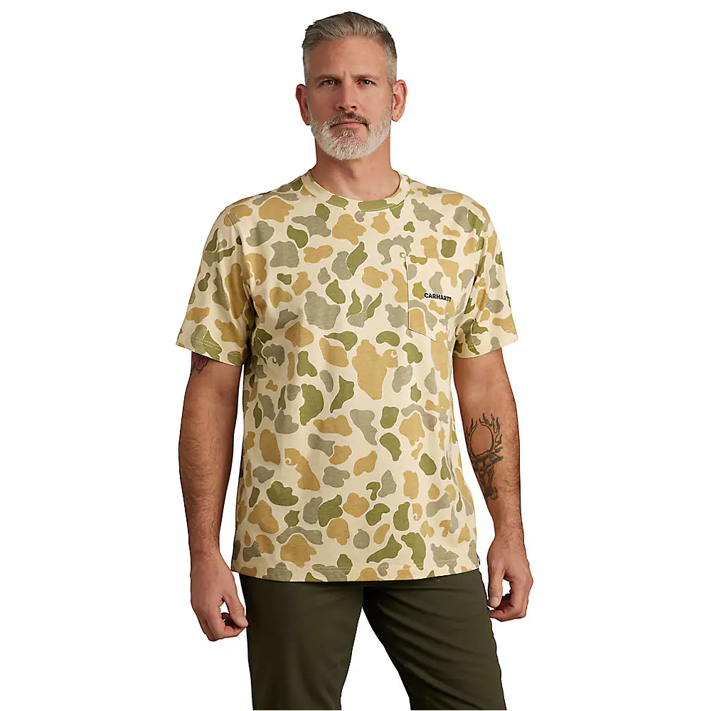 Carhartt Men's Relaxed Fit Lightweight Short-Sleeve Pocket Camo Logo Graphic T-Shirt