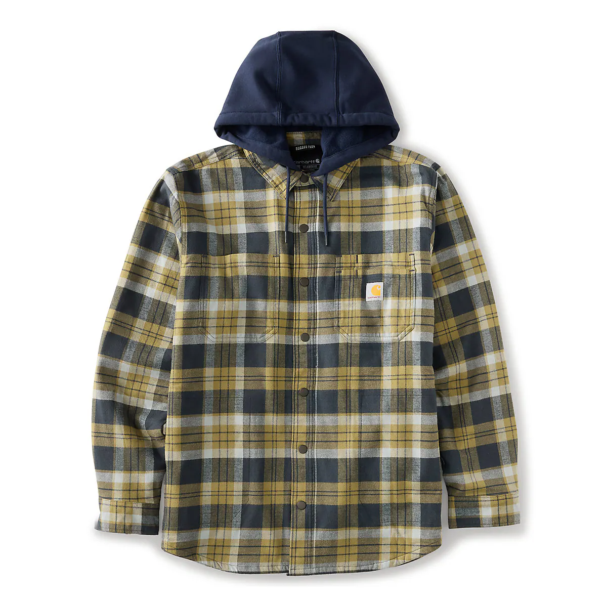 Carhartt Men's Rugged Flex Relaxed Fit Flannel Fleece-Lined Hooded Shirt Jac