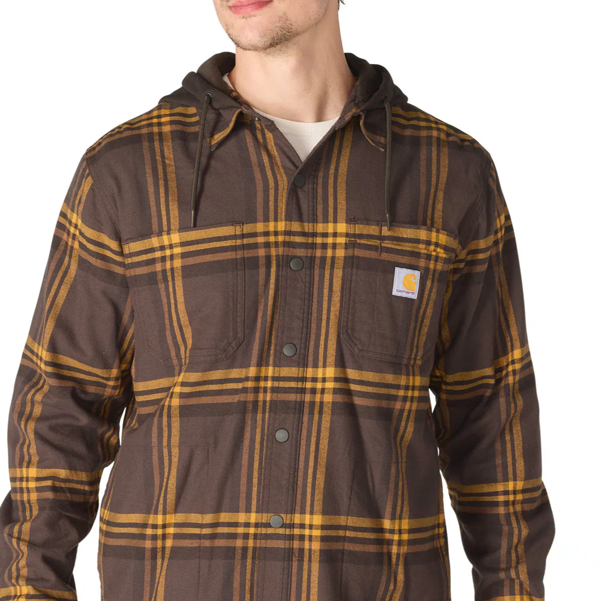 Carhartt Men's Rugged Flex Relaxed Fit Flannel Fleece-Lined Hooded Shirt Jac