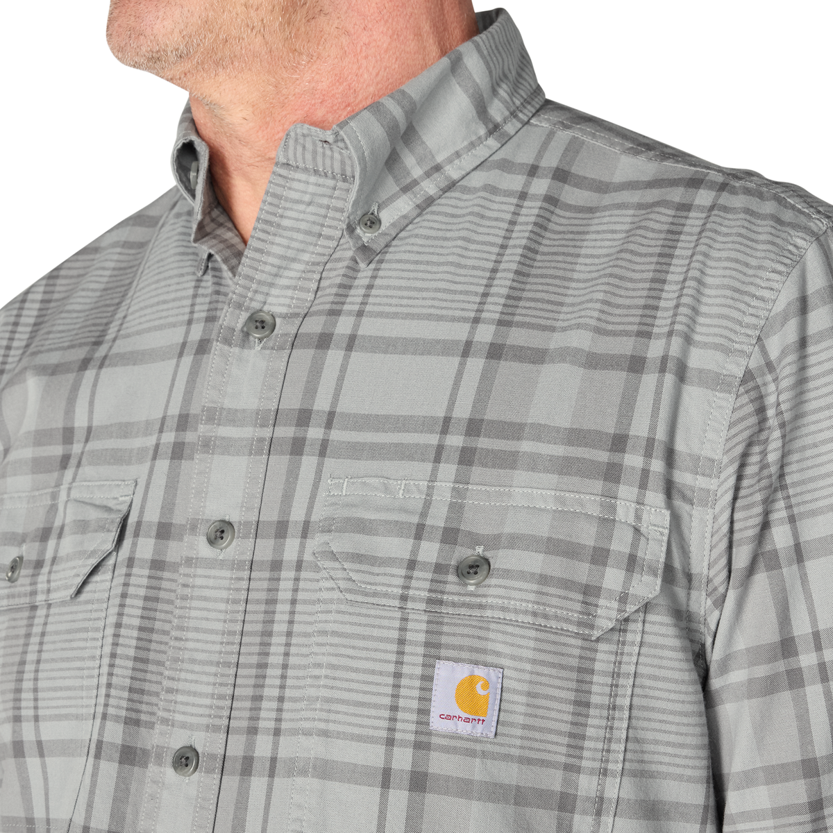 Carhartt Men's Loose Fit Midweight Chambray Long-Sleeve Plaid Shirt