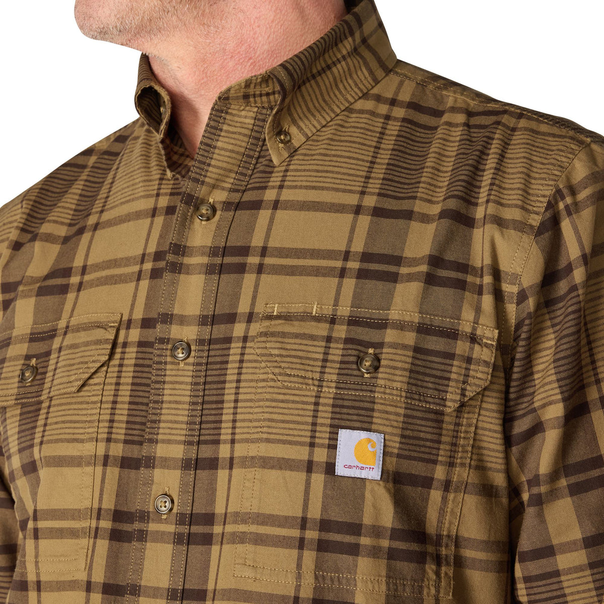 Carhartt Men's Loose Fit Midweight Chambray Long-Sleeve Plaid Shirt
