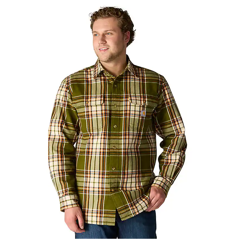 Carhartt Men's Loose Fit Heavyweight Flannel Long-Sleeve Plaid Shirt