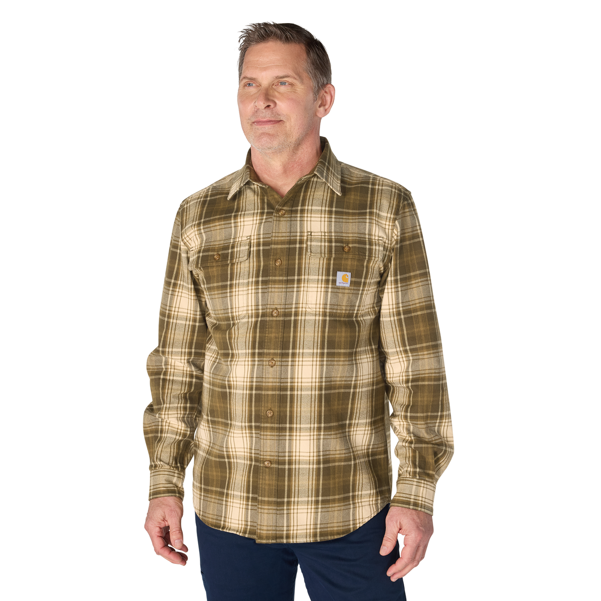 Carhartt Men's Loose Fit Heavyweight Flannel Long-Sleeve Plaid Shirt
