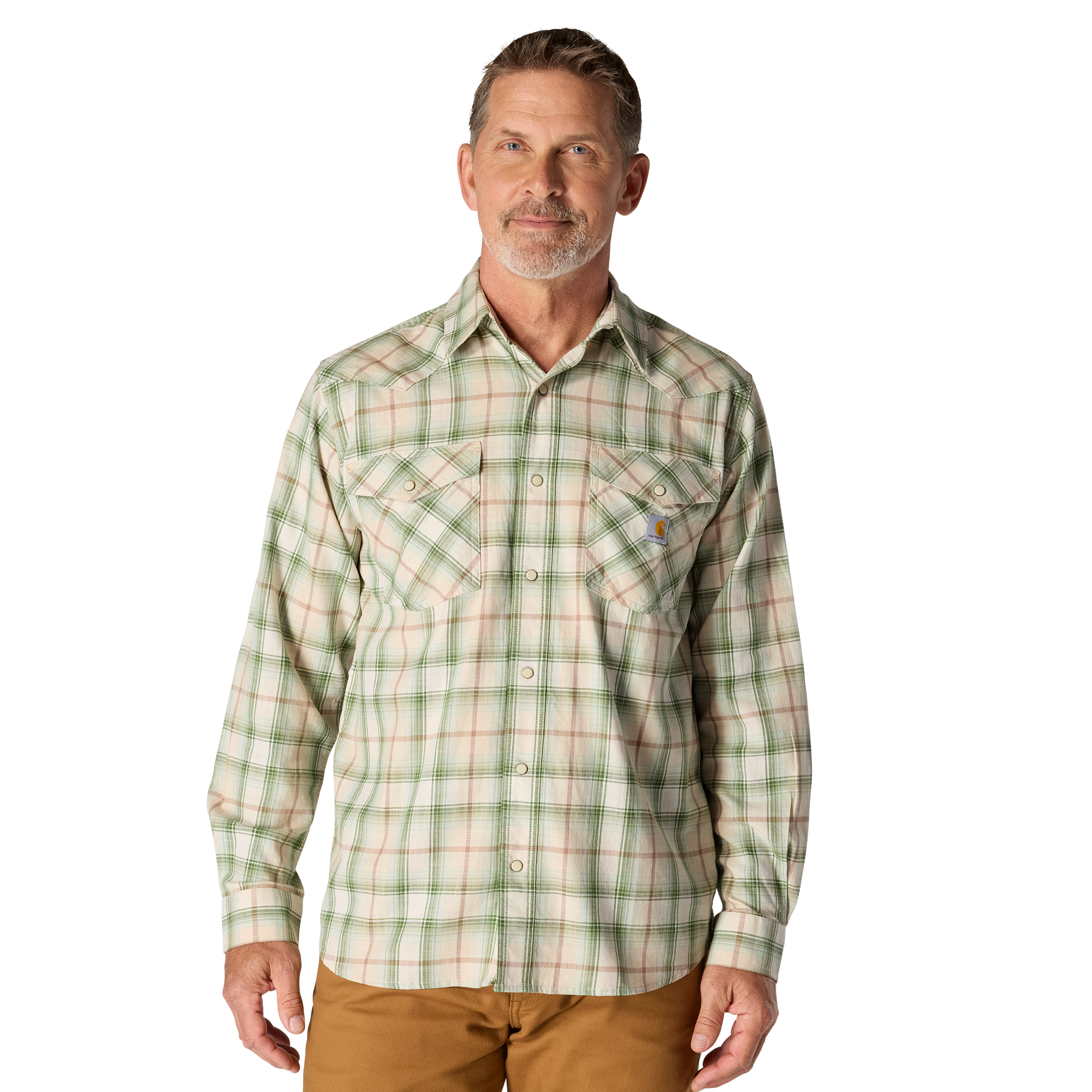 Carhartt Men's Montana Rugged Flex Relaxed Fit Lightweight Long-Sleeve Snap-Front Plaid Shirt