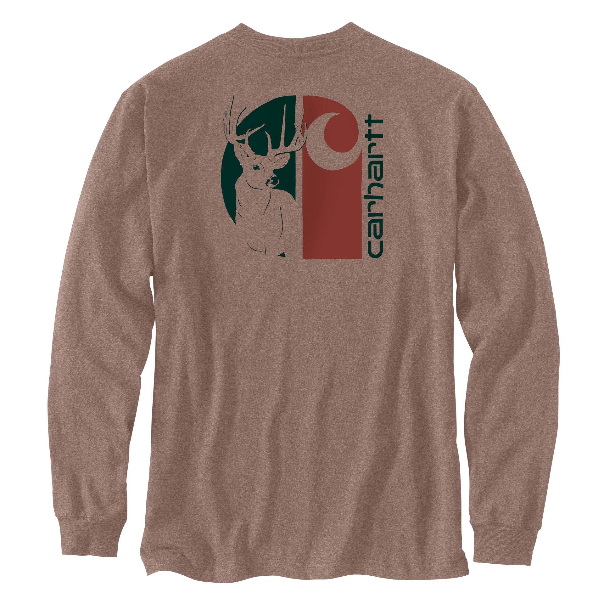Carhartt Men's Loose Fit Heavyweight Long-Sleeve Pocket Deer Graphic T