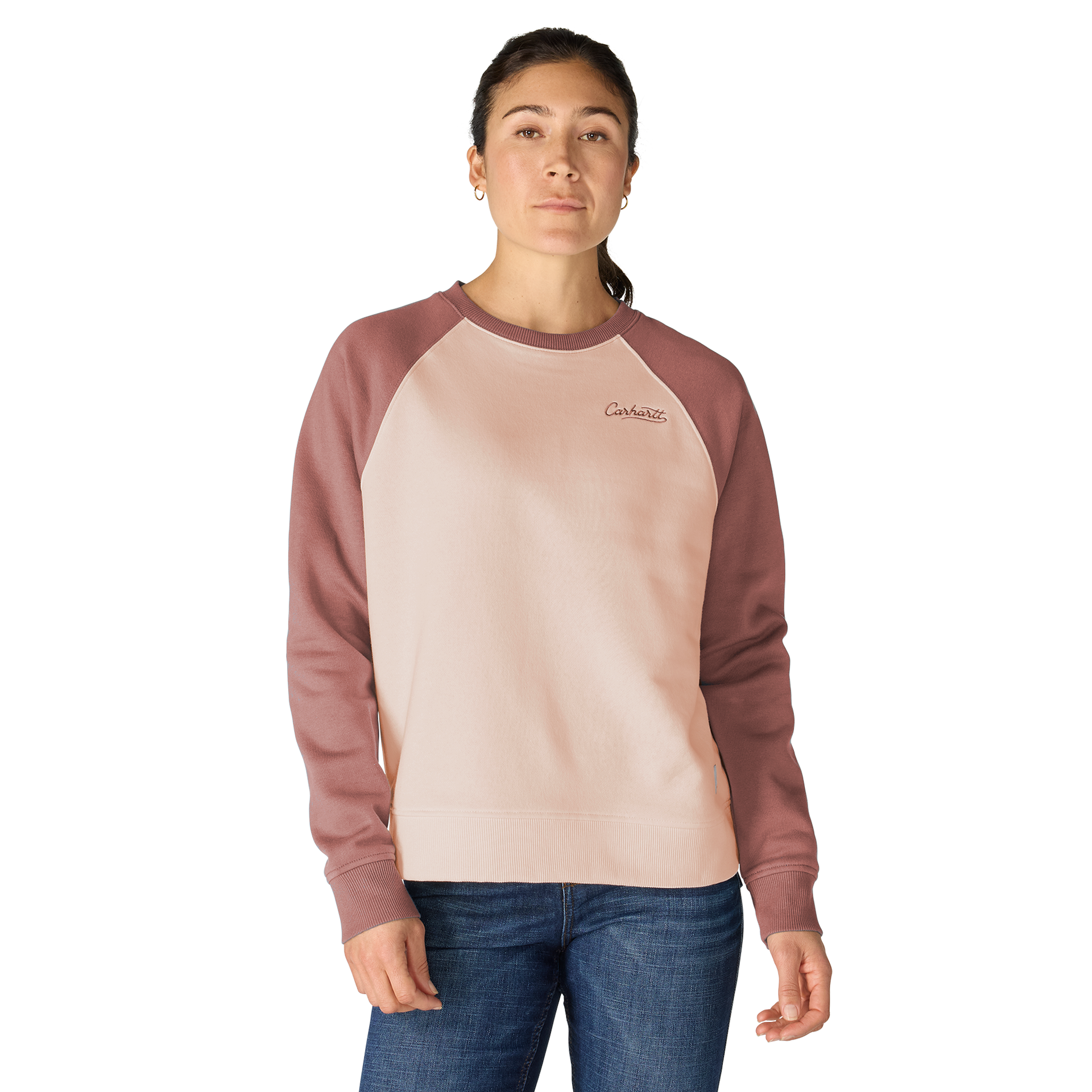 Carhartt Women's Sawyer Crewneck Sweatshirt Q99 Light Coral / S