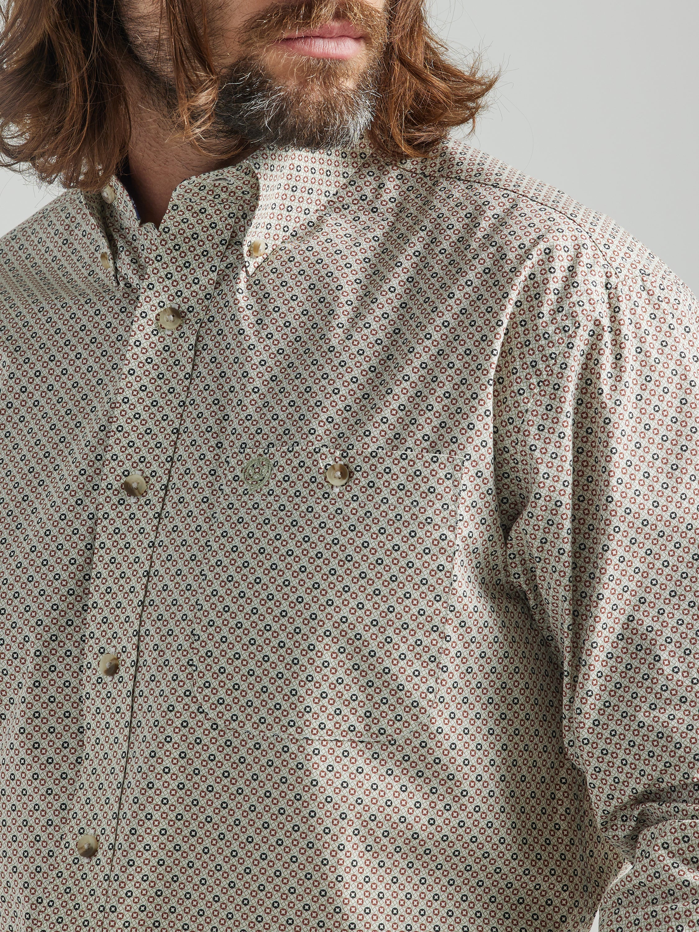 Wrangler Men's George Strait™ Button-Down Long Sleeve Western Shirt - Olive