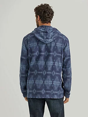 Wrangler Men's Jacquard Quarter Zip Hooded Popover Jacket