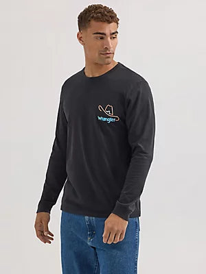 Wrangler Men's Long Sleeve Cowboy Back Graphic T-Shirt