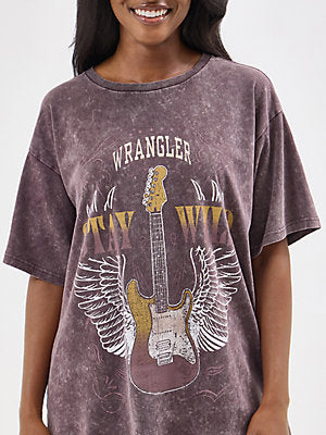 Wrangler Women's Acid Wash Graphic Oversized Tee