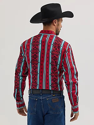 Wrangler Men's Checotah Long-Sleeve Western Snap Printed Shirt