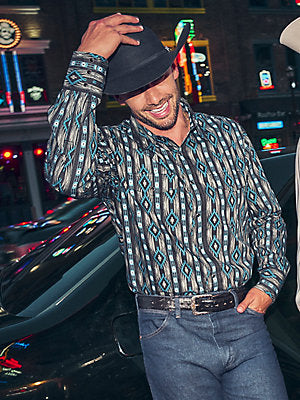 Wrangler Men's Checotah Long-Sleeve Western Snap Printed Shirt
