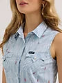 Wrangler Women's Retro Stripe Slim Western Snap Tank