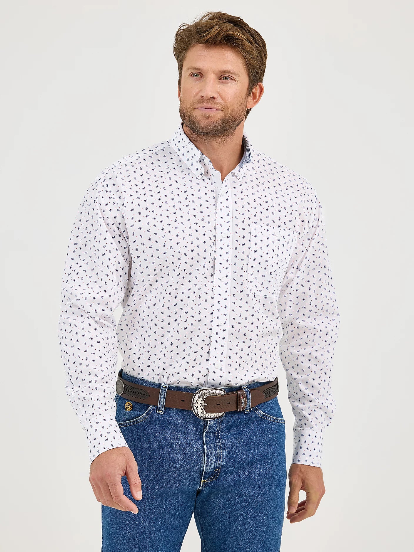 Wrangler Men's George Strait Long-Sleeve Button Down One Pocket Shirt