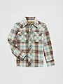 Wrangler Boy's Retro Long-Sleeve Western Snap Sawtooth Pockets Plaid Shirt