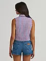 Wrangler Women's Striped Sleeveless Snap Tank Top Shirt