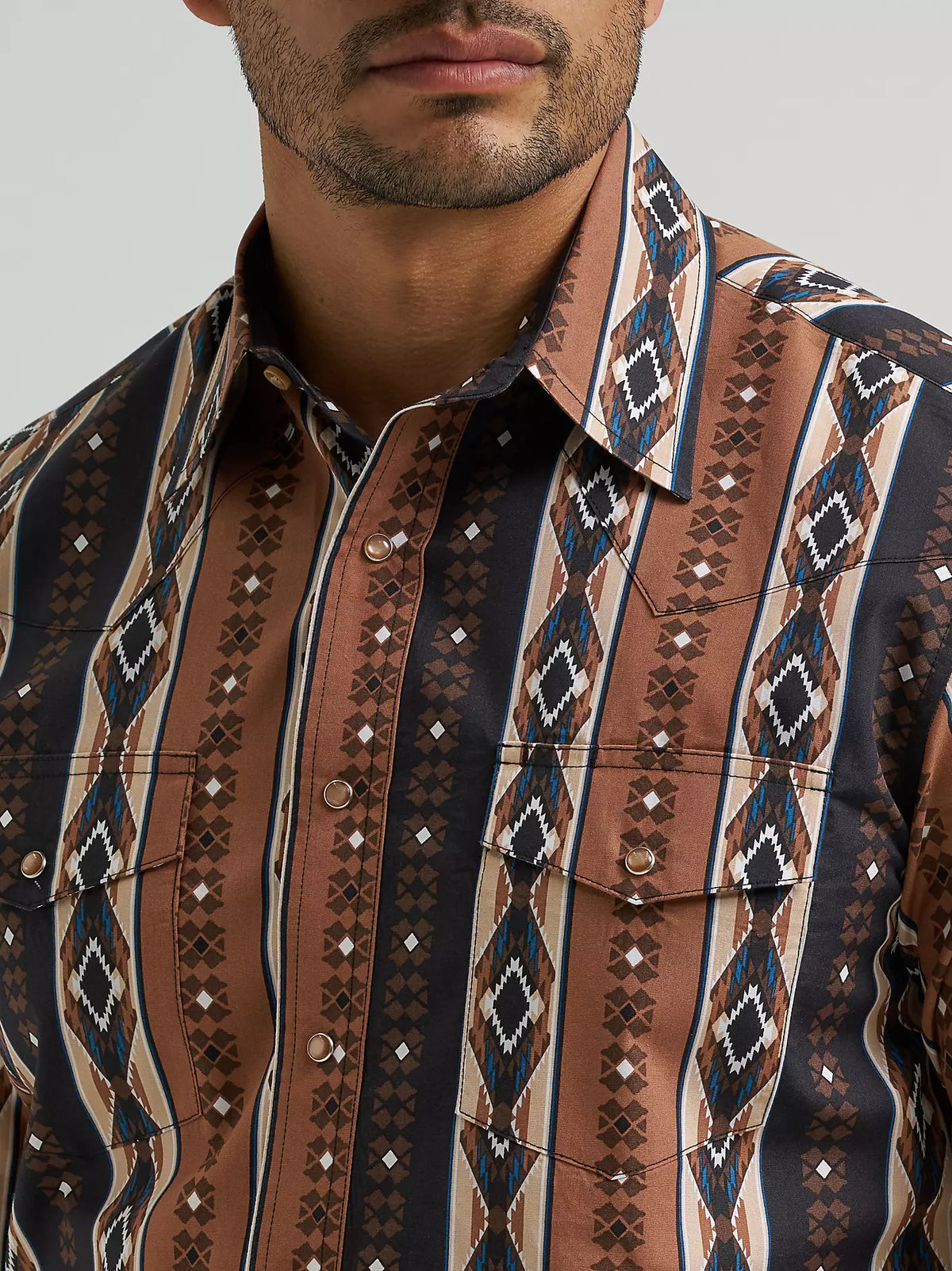 Wrangler Men's Checotah Long-Sleeve Western Snap Printed Shirt
