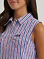 Wrangler Women's Striped Sleeveless Snap Tank Top Shirt