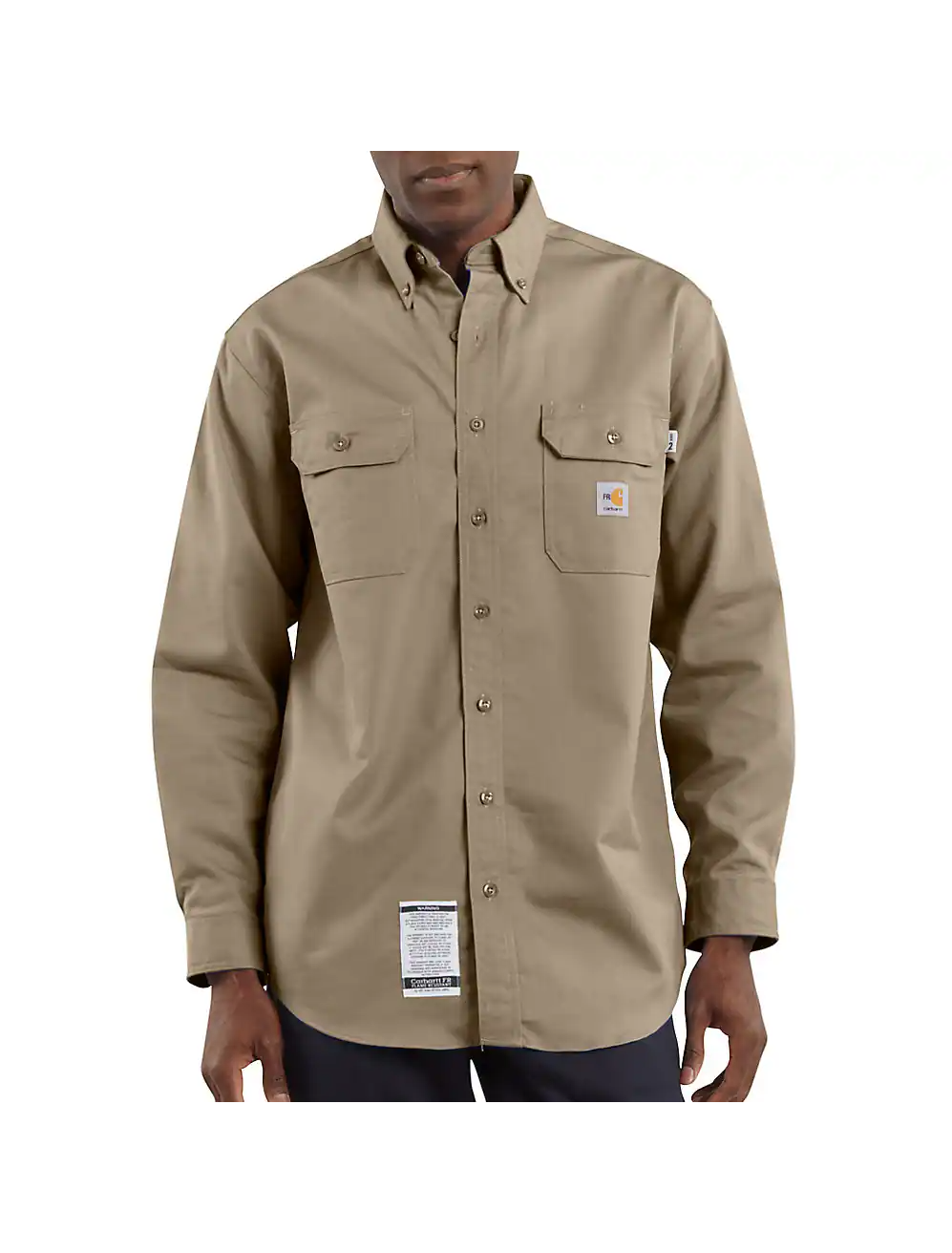 carhartt dress shirt Carhartt Men's Flame-Resistant Classic Twill Shirt | Khaki