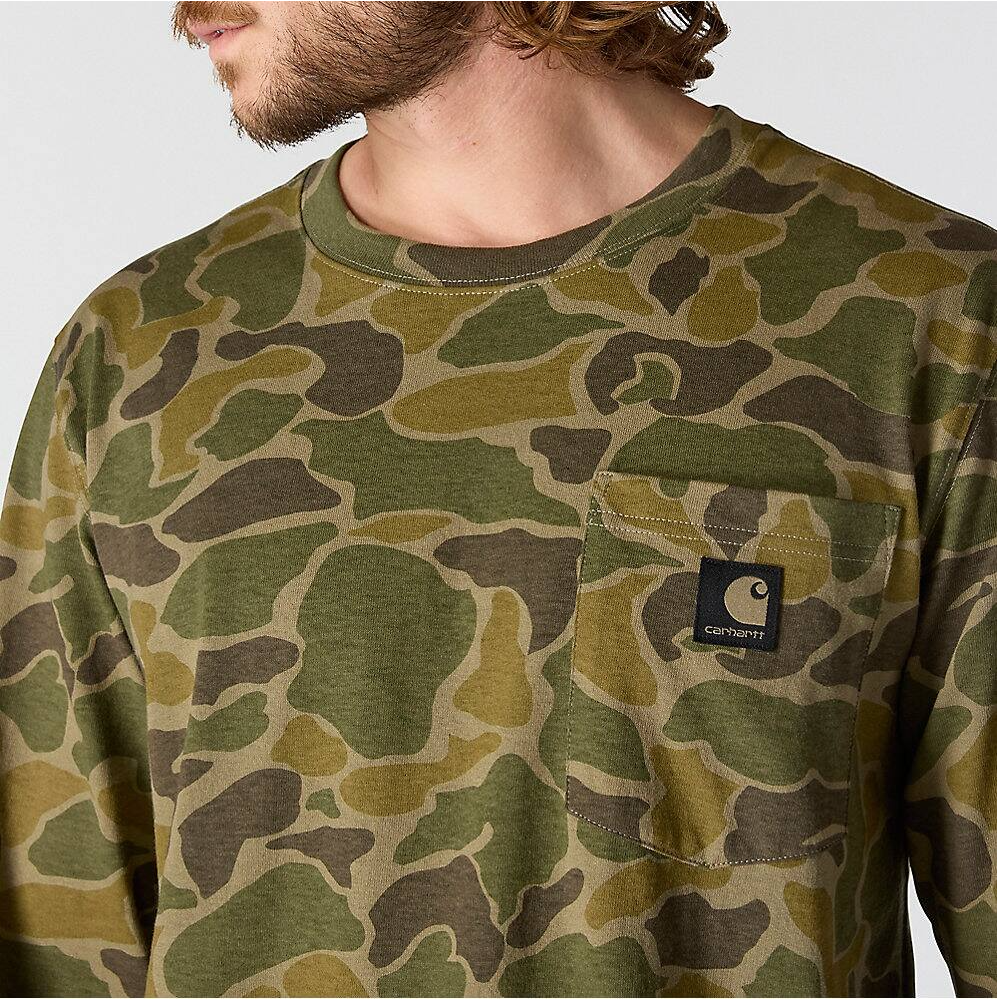 Carhartt Men's Relaxed Fit Heavyweight Long-Sleeve Pocket Camo Logo Graphic T-Shirt