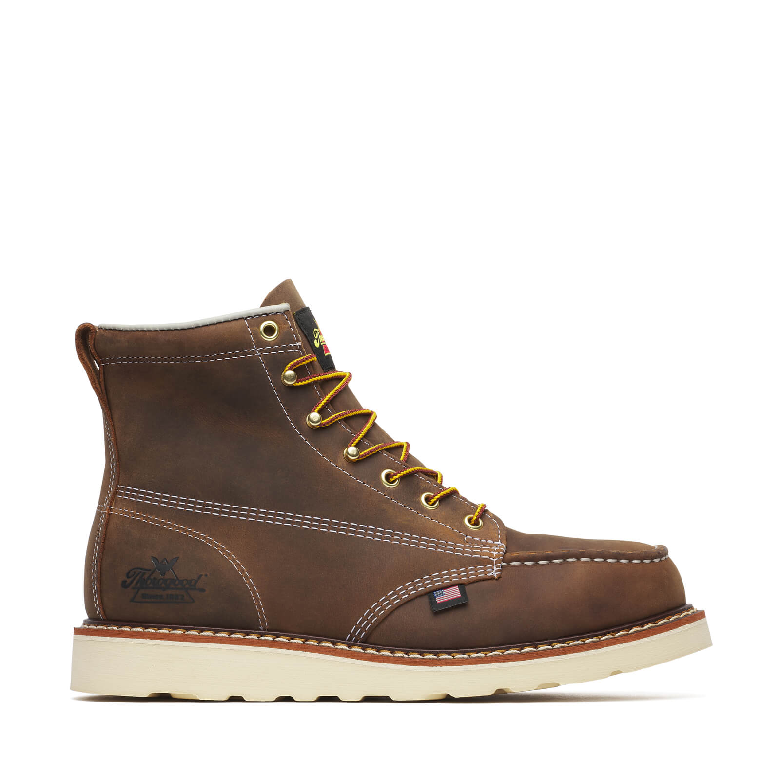 Thorogood Men's American Heritage 6 Inch Steel Toe Trail Crazy Horse Moc Toe MaxWear Wedge