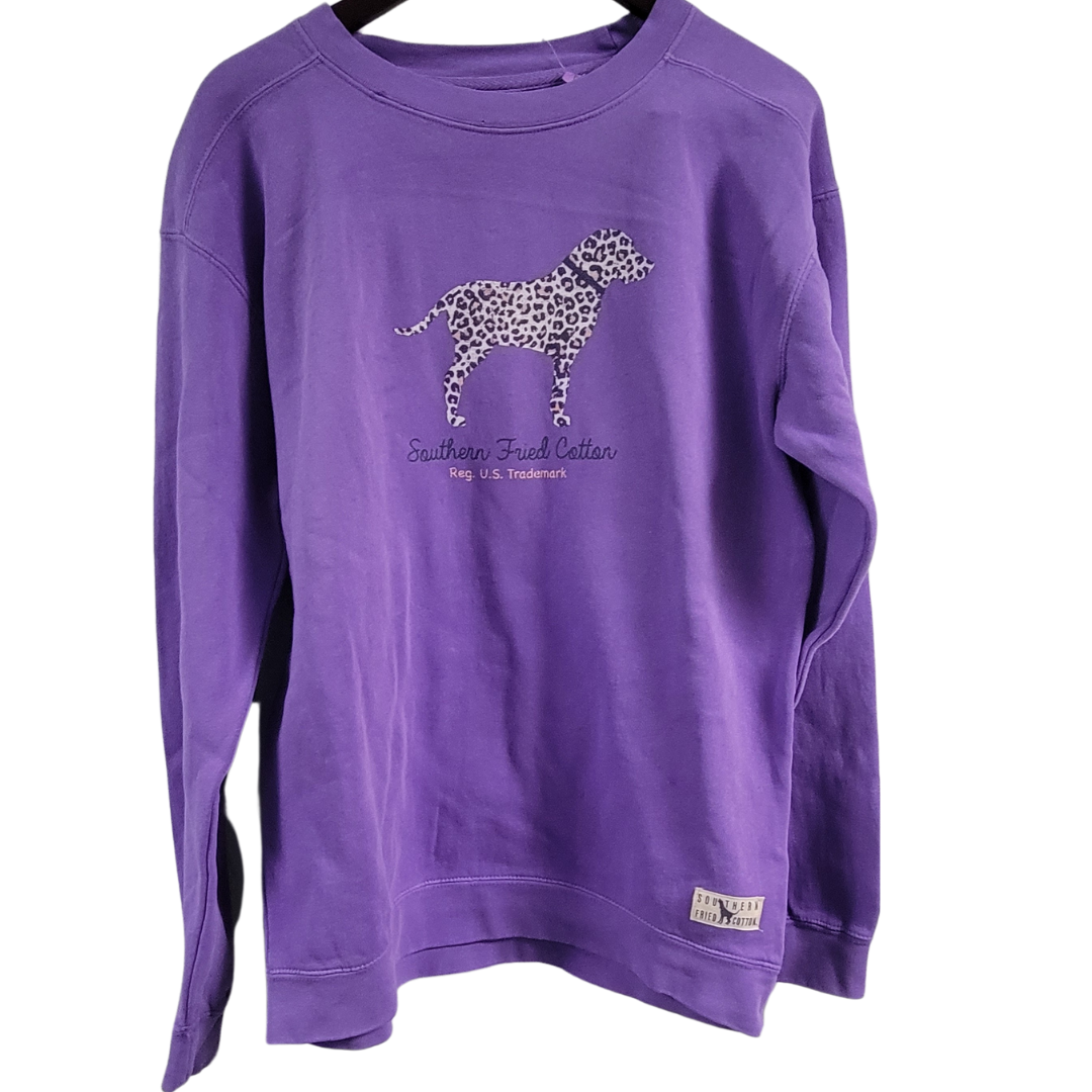 Southern Fried Cotton Cheetah Hound Sweatshirt Violet