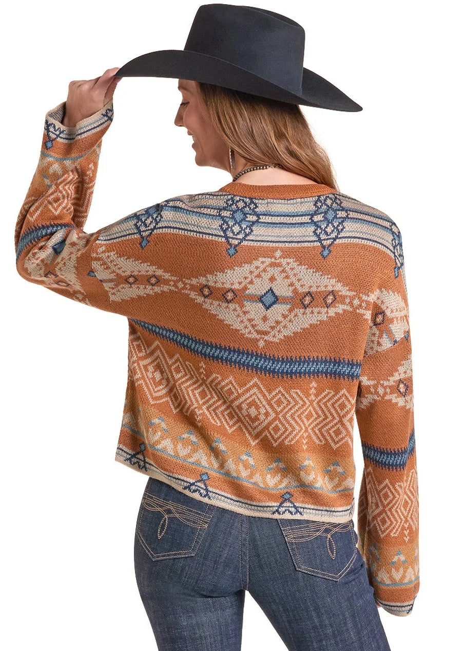 Rock & Roll Denim Women's Aztec Print Sweater