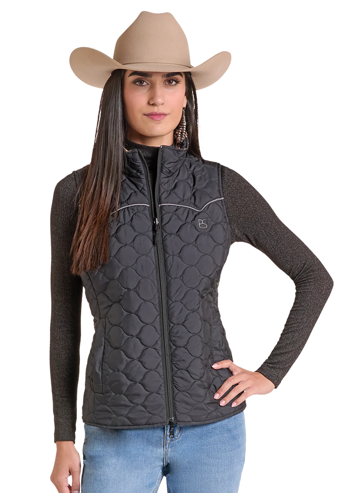 Panhandle Slim Women's Black Aztec Reversible Quilted Vest