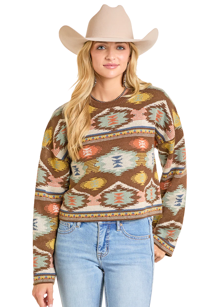 Rock & Roll Women's Aztec Knit Fringe Sweater