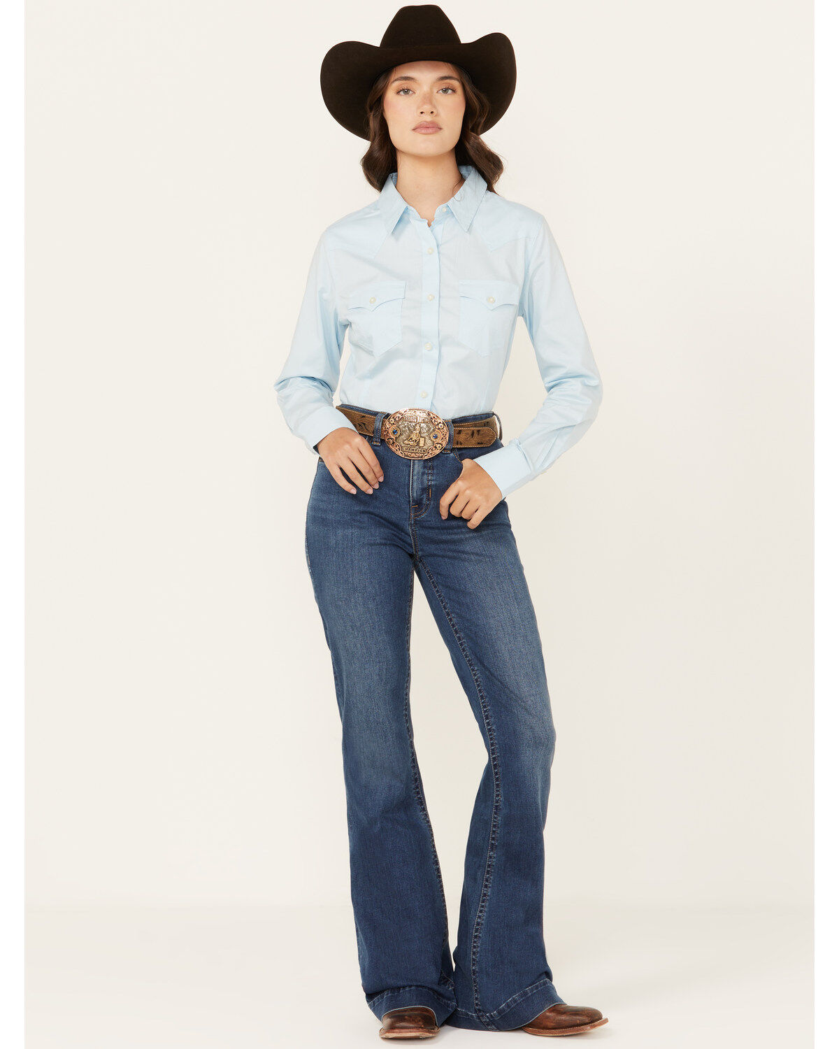 Rock & Roll Denim Womens' High Rise Curved Yoke Trouser Stretch Jeans