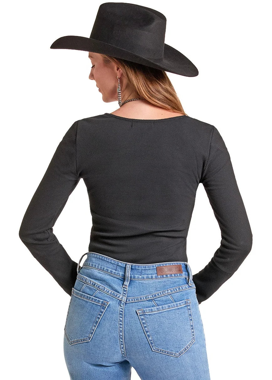 Rock & Roll Denim Women's Grommet Long Sleeve Knit Top