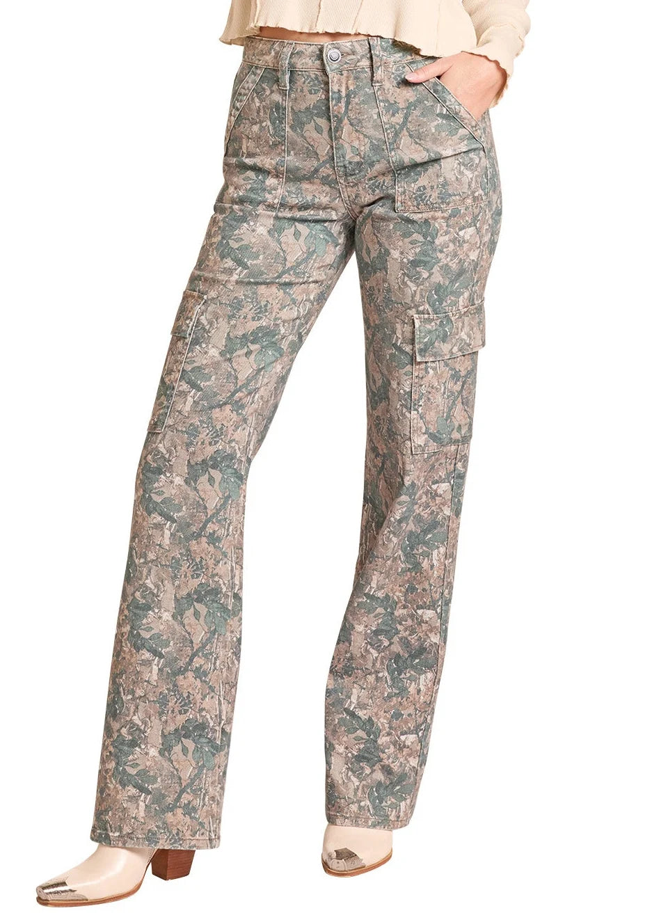 Rock & Roll Denim Women's Camo Print Wide-Leg Jeans