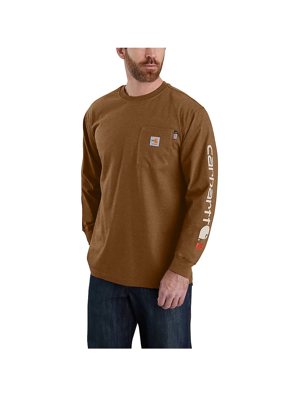 Carhartt Men's Flame-Resistant Force Loose Fit Midweight Long-Sleeve Logo Graphic T-Shirt