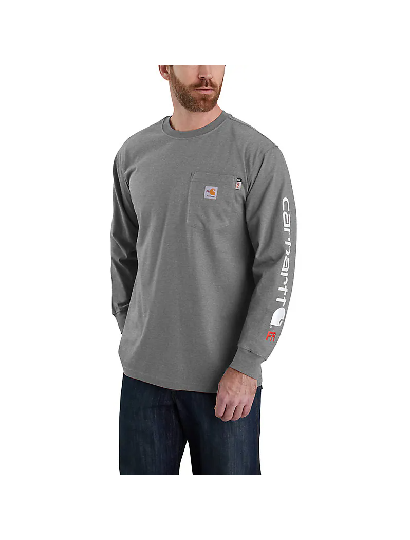 Carhartt Men's Flame-Resistant Force Loose Fit Midweight Long-Sleeve Logo Graphic T-Shirt