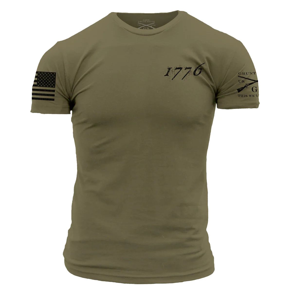 Grunt Style 1776 Flag T-Shirt - Military Green