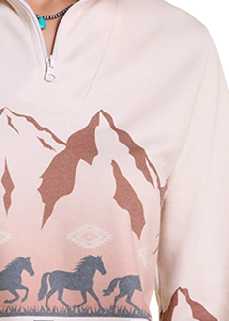 Panhandle Slim Women's Horse Border Quarter-Zip Pullover