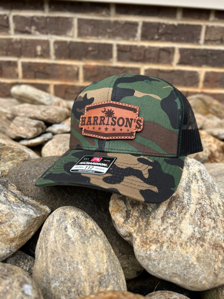 Harrison's × HatFlow Camo Leather Patch Hat