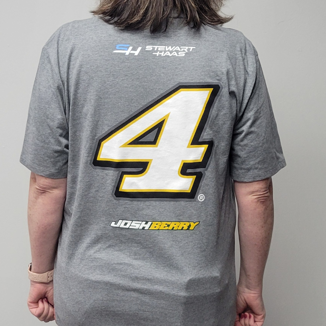 Josh Berry 2024 Harrison s Stewart Haas Racing No.4 Short Sleeve Shirt Shadow Grey L