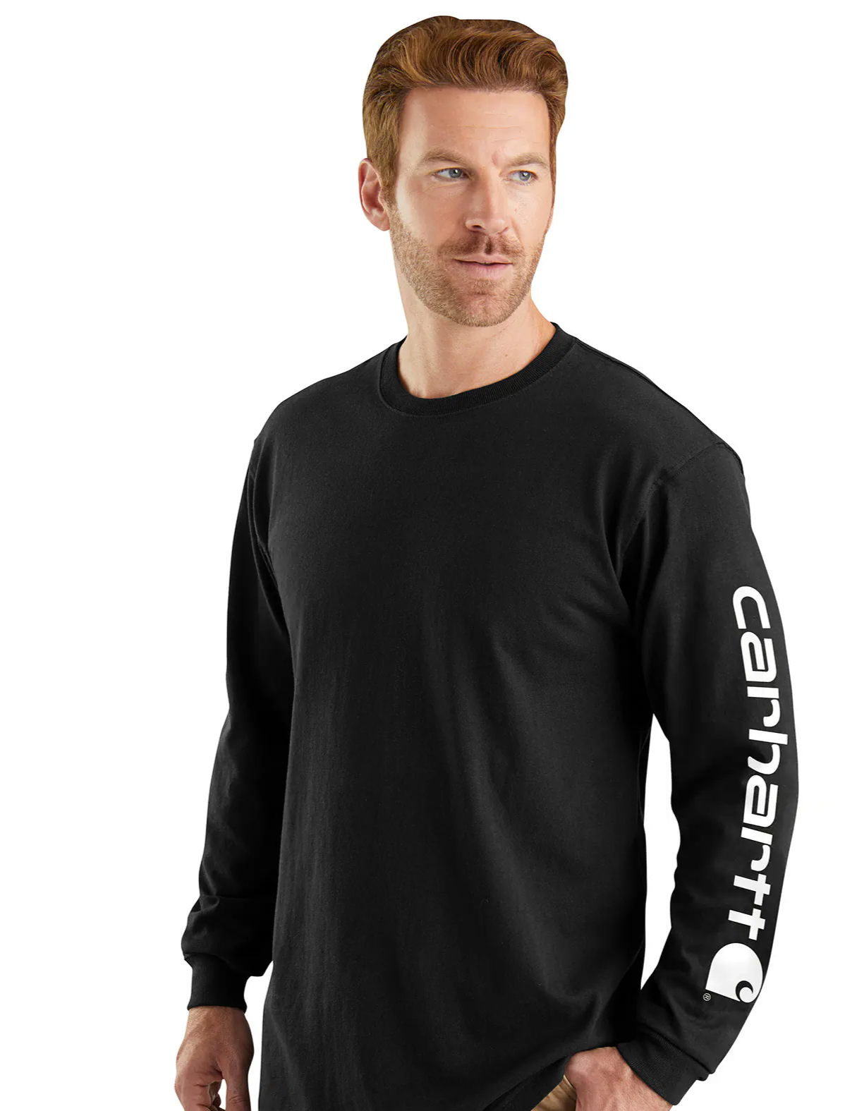 Carhartt Men's Loose Fit Heavyweight Long-Sleeve Logo Sleeve Graphic T-Shirt
