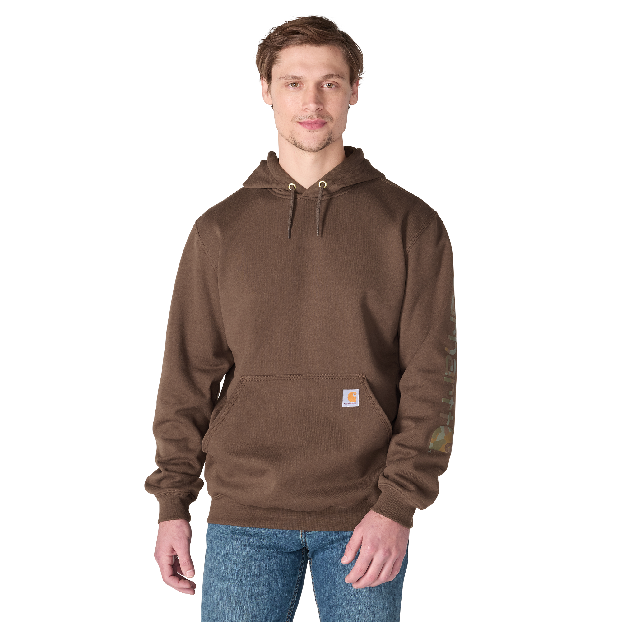 Carhartt Men's Loose Fit Midweight Logo Sleeve Graphic Hoodie
